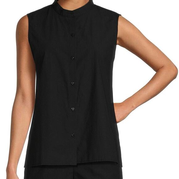 Eileen Fisher NWT Washed Organic Cotton Poplin Sleeveless Shirt - Picture 1 of 4